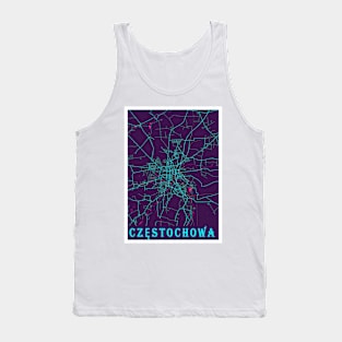 Częstochowa Neon City Map, Częstochowa Minimalist City Map Art Print Tank Top